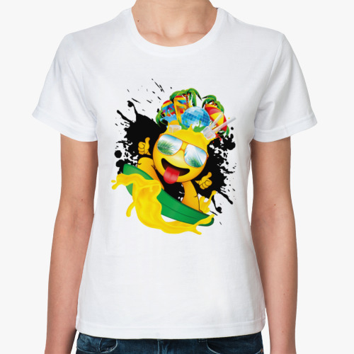 Классическая футболка с принтом Лето, драйв, кайф!