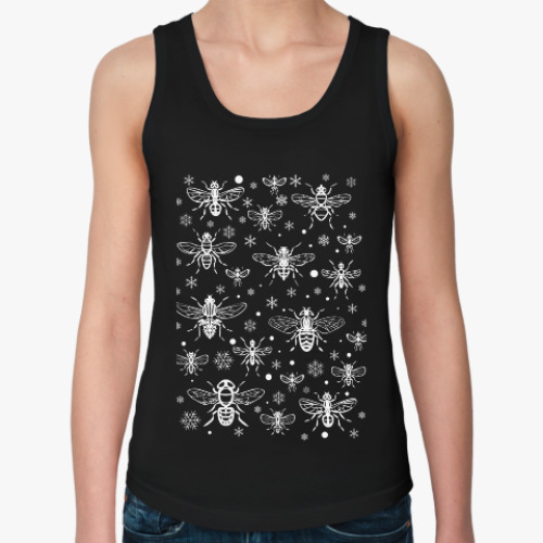 Женская майка с принтом белые мухи