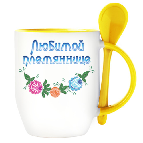 Кружка с ложкой с принтом Подарок племяннице
