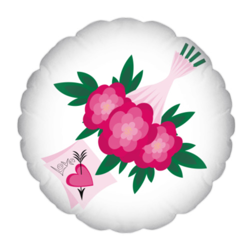 Подушка с принтом Я тебя люблю - букет цветов