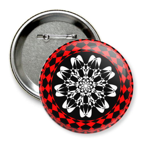 Значок 75мм с принтом 'Цветок души, Мандала'