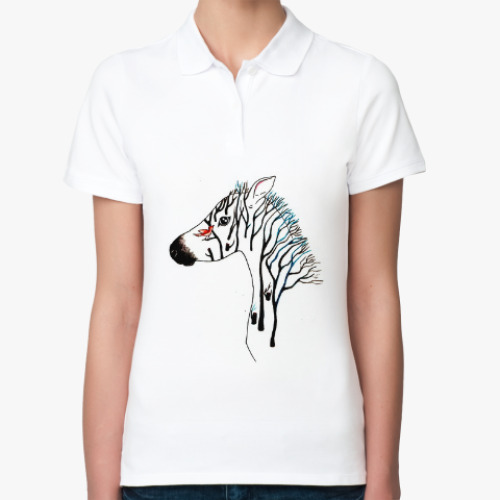 Женская рубашка поло (печать) Zebra
