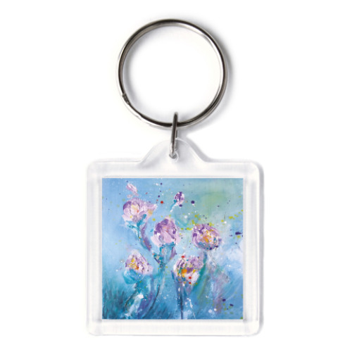 Брелок с принтом Цветы. Петушки.