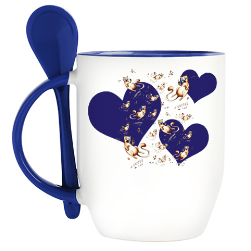 Кружка с ложкой с принтом Coffee time