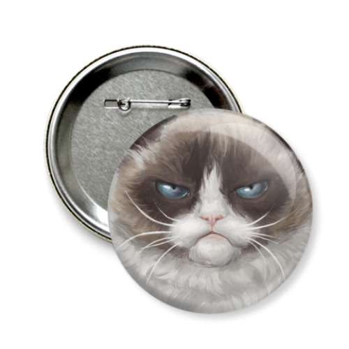 Значок 58мм Grumpy Cat / Сердитый Кот