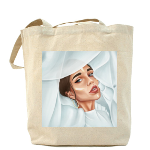Сумка шоппер с принтом Арт «девушка в ткани»