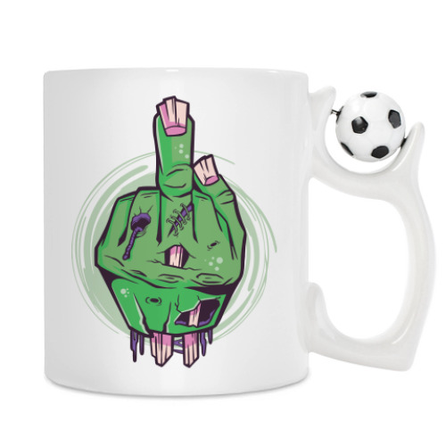 Кружка с принтом Средний палец мертвеца