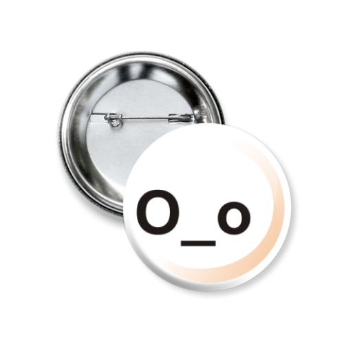 Значок 37мм с принтом эмотикон О_о