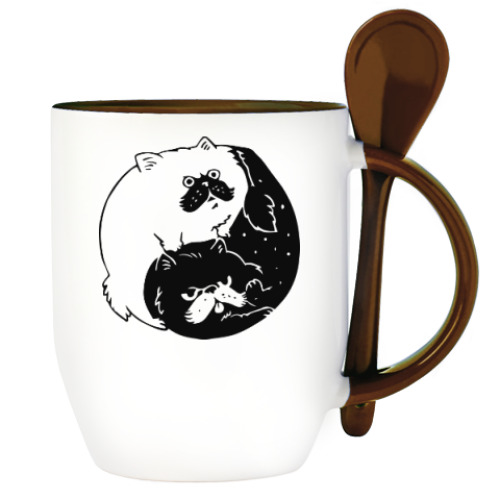 Кружка с ложкой Инь и ян