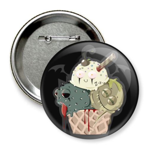 Значок 75мм с принтом Рожок Морожок Halloween edition