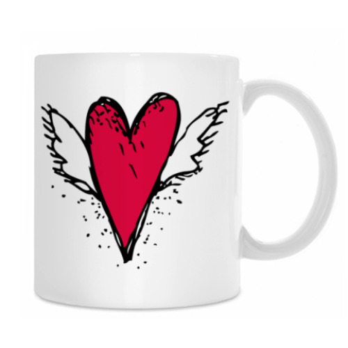 Кружка с принтом  Красное сердце