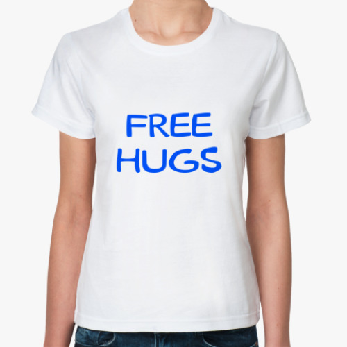 Классическая футболка с принтом Free Hugs