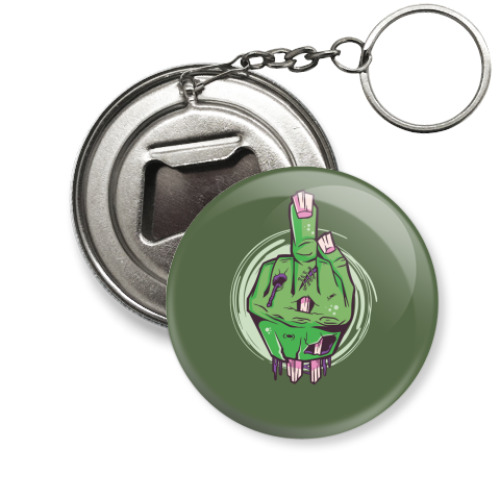 Брелок-открывашка с принтом Средний палец мертвеца