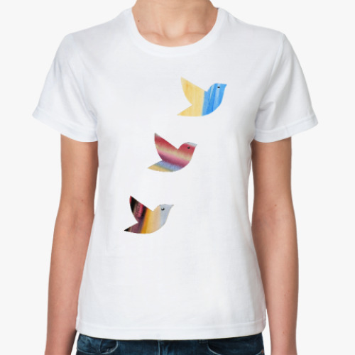 Классическая футболка Акварельные птицы Watercolor