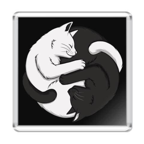 Магнит Черный и белый кот инь-ян купить на Printdirect.ru | 7323280-21