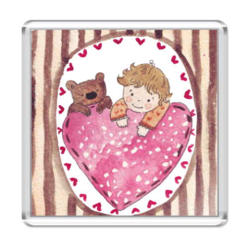 Магнит с принтом мишка и я!