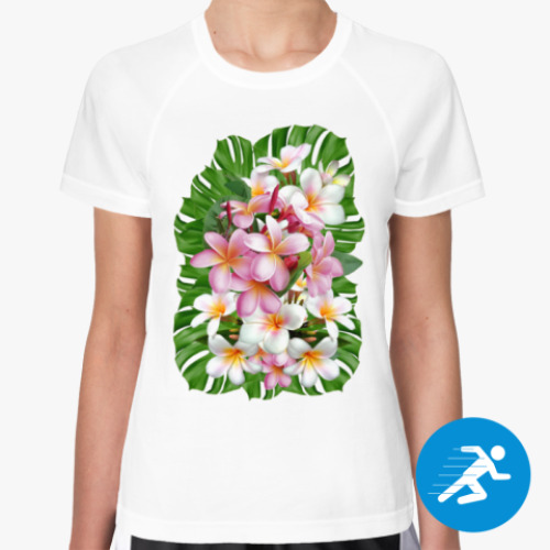 Женская спортивная футболка Тропические цветы