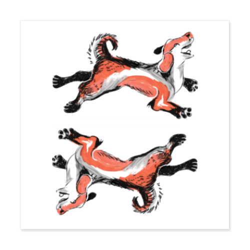 Виниловые наклейки с принтом Собака в японском стиле