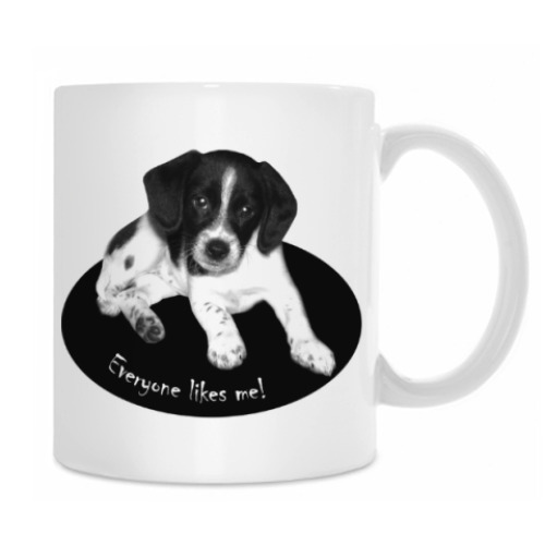 Кружка с принтом Милый пёсик. Everyone likes me.