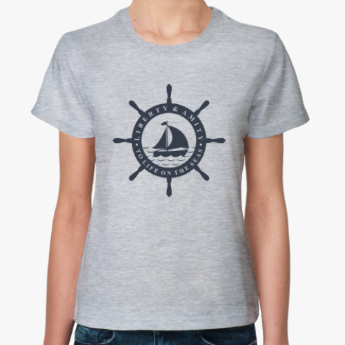 Женская футболка Море, штурвал. Liberty and mit