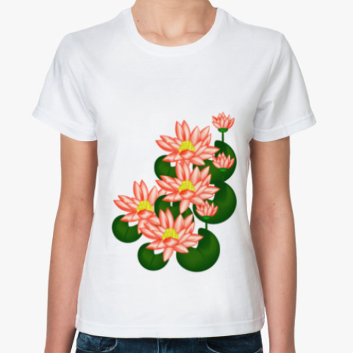 Классическая футболка с принтом Кувшинки