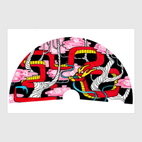 Постер с принтом Japanese Dragon Дракон Веер