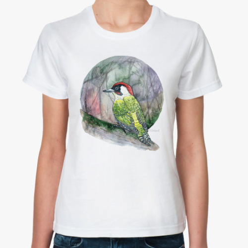 Классическая футболка птица дятел