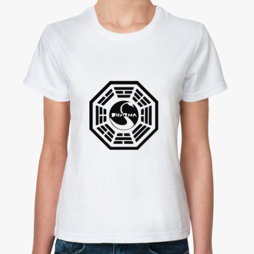 Классическая футболка с принтом Женская футболка, белая