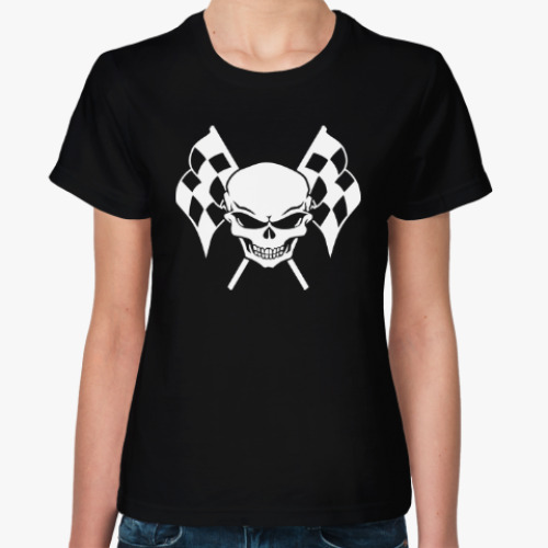Женская футболка с принтом Череп и флаги