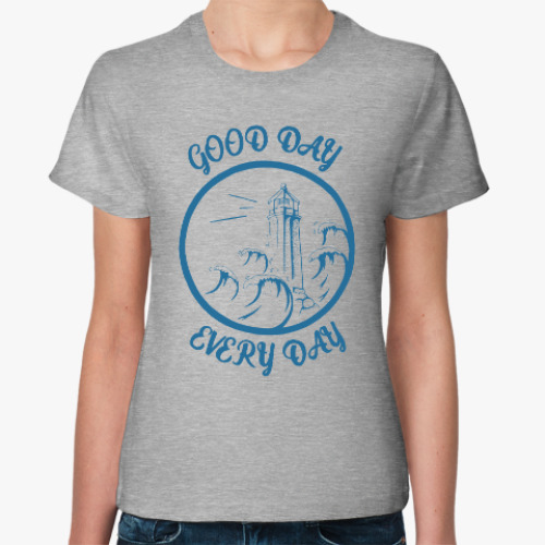 Женская футболка маяк и море