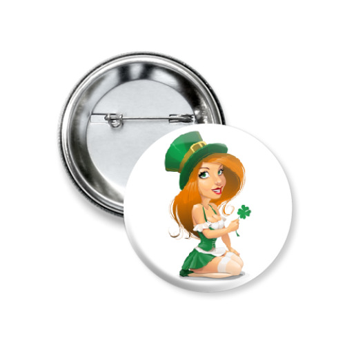 Значок 37мм с принтом Симпатичная девушка