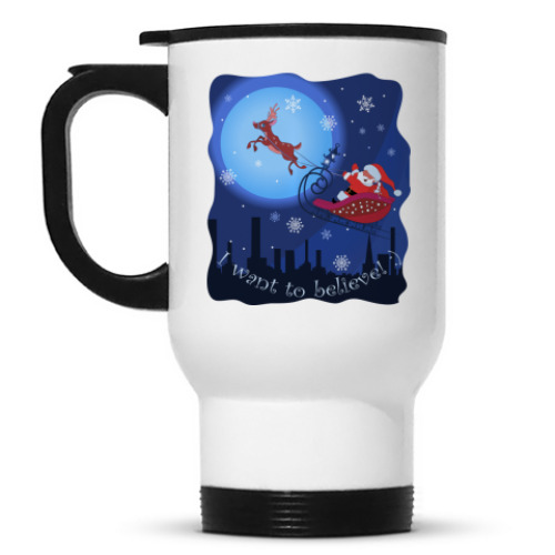 Кружка-термос с принтом Санта