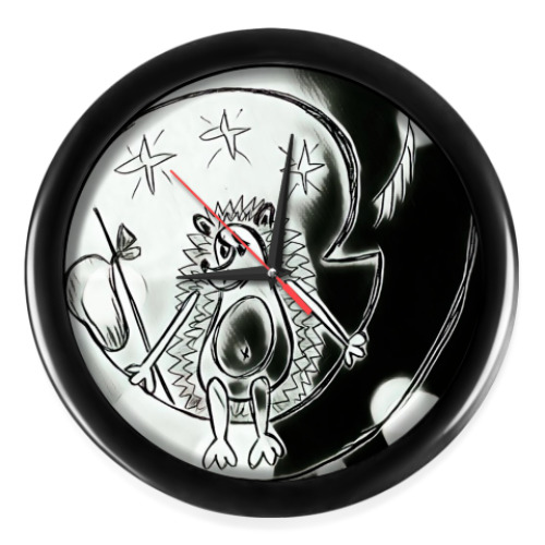 Настенные часы с принтом Ежик на луне