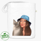 Арт «девушка с кошкой»