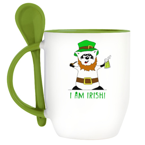 Кружка с ложкой Енот 'I am Irish!'