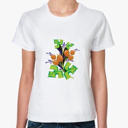 Классическая футболка с принтом Женская футболка, белая