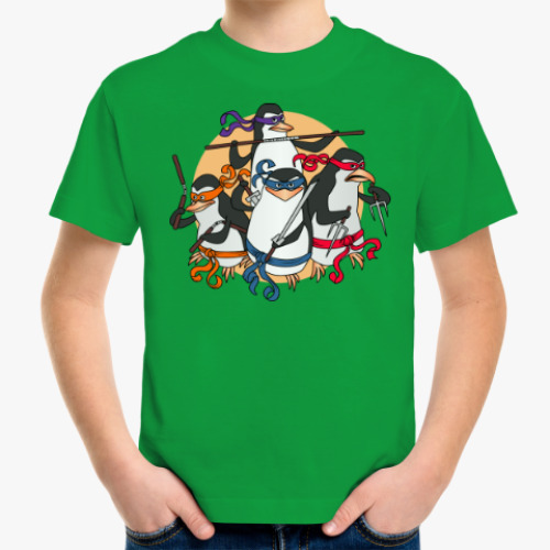 Детская футболка Пингвины ниндзя