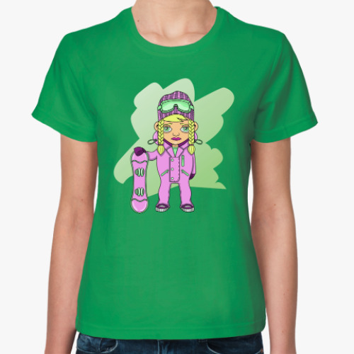 Женская футболка Девушка сноубордистка