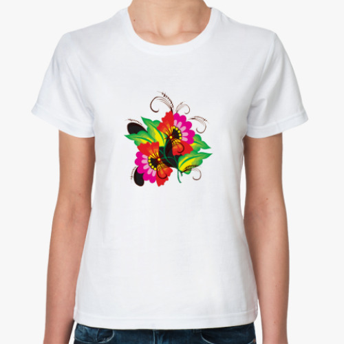 Классическая футболка с принтом Женская футболка, белая