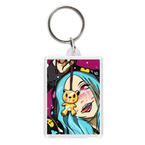 Брелок с принтом Аниме девушка с медведем-брелком