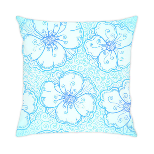 Подушка с принтом Снежные цветы