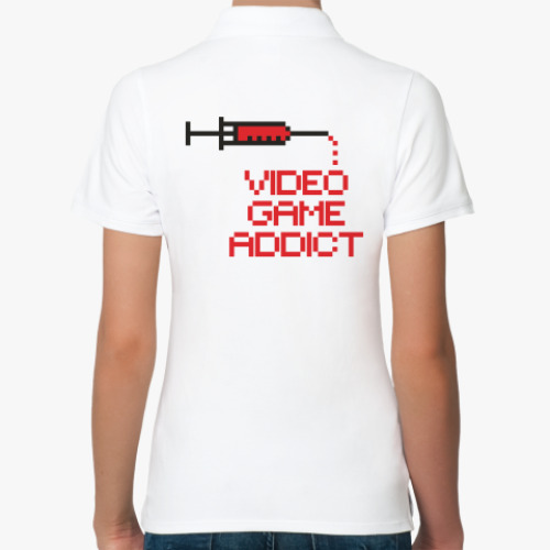 Женская рубашка поло (печать) Video game addict