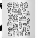 Коллекция смешных кактусов в горшочках