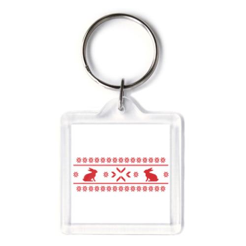 Брелок с принтом Орнамент с зайцами