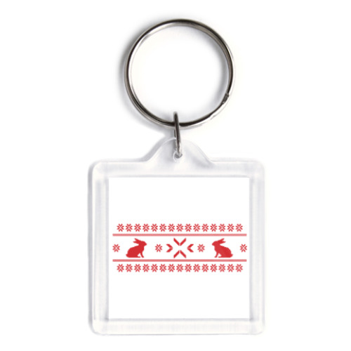 Брелок с принтом Орнамент с зайцами