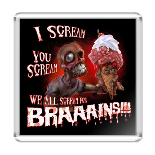 Магнит с принтом Зомби