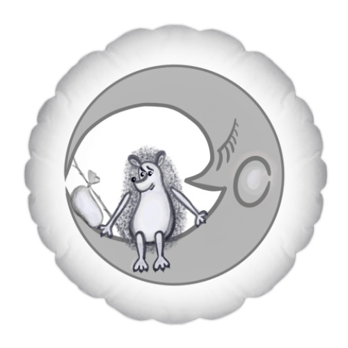 Подушка с принтом Ежик на луне