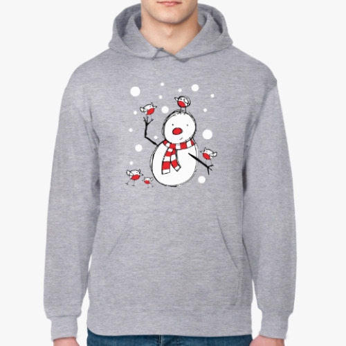 Толстовка худи с принтом Снеговик