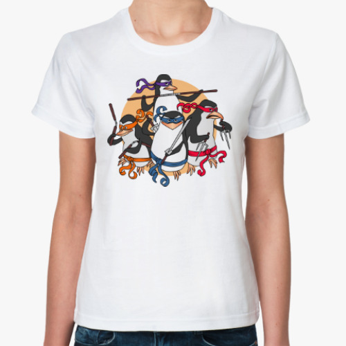 Классическая футболка Пингвины ниндзя
