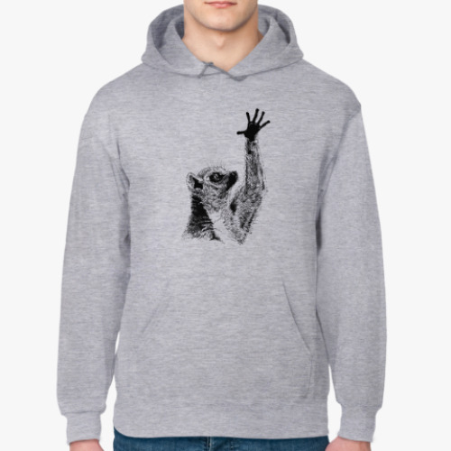 Толстовка худи с принтом Лемур